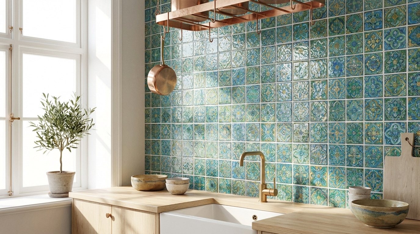 discover how a wall tile that extends up to the ceiling transforms this small kitchen, offering a stylish and practical design lesson worth copying.