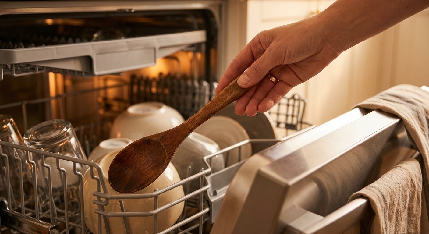discover the surprising trick of placing a wooden spoon in the dishwasher every cycle for cleaner dishes and longer-lasting utensils. learn why this simple habit works wonders in your kitchen!
